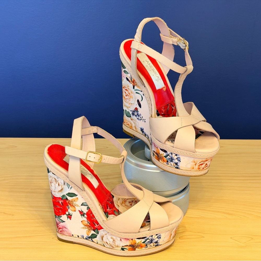 Andrea Floral Wedge Sandals